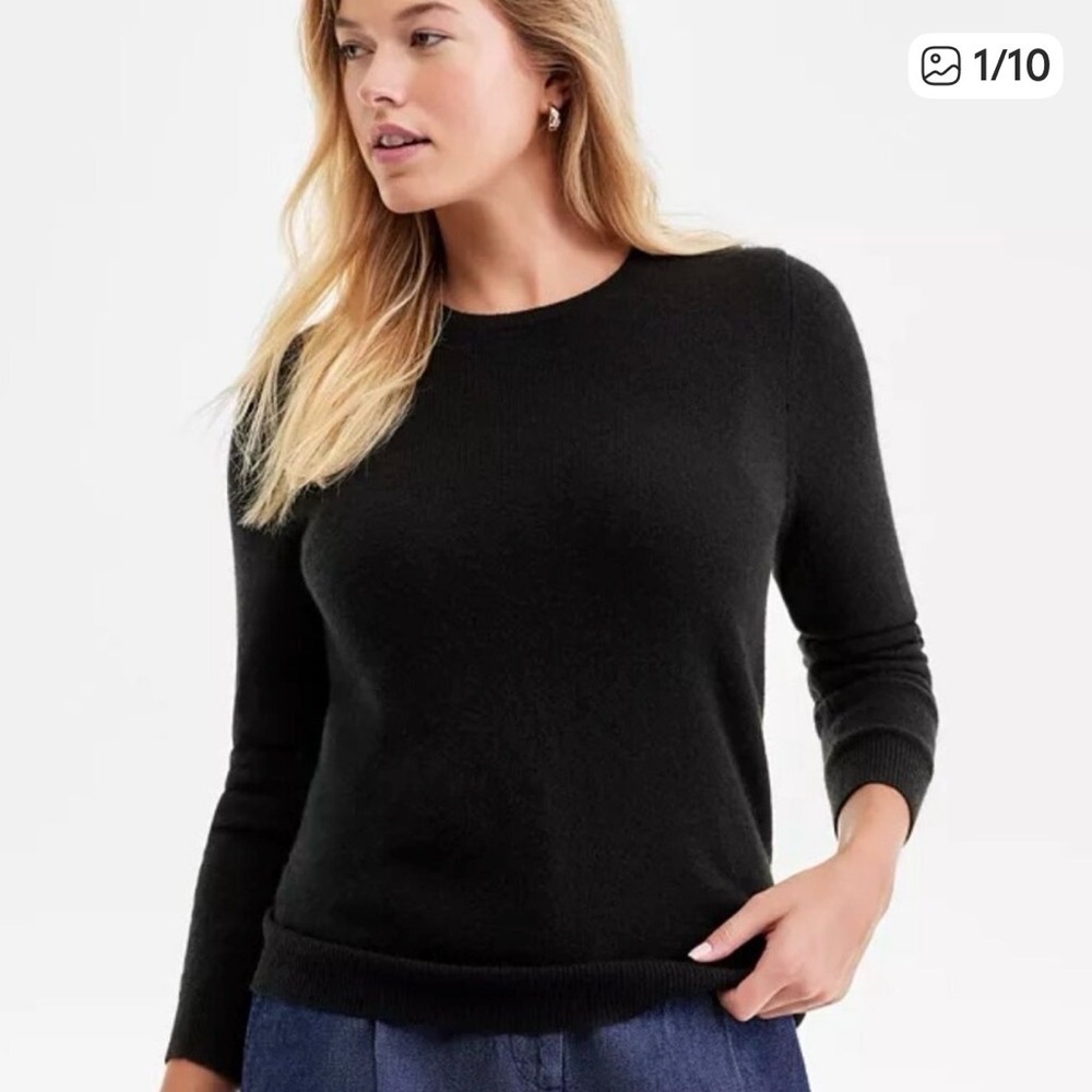 Charter Club Black 100% 2ply Cashmere Crew Neck Sweater Size 1X